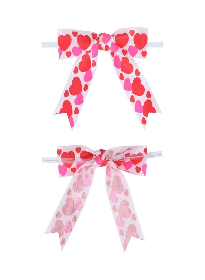 Meseey 30 Pcs Pre-tie Pink Heart Bows 3 Inch Satin Ribbon Bow for Packages Gift Wrapping Wedding Favors Baby Shower Christmas Decor (3 inch x 30 pcs, Pink Heart) - Image 2
